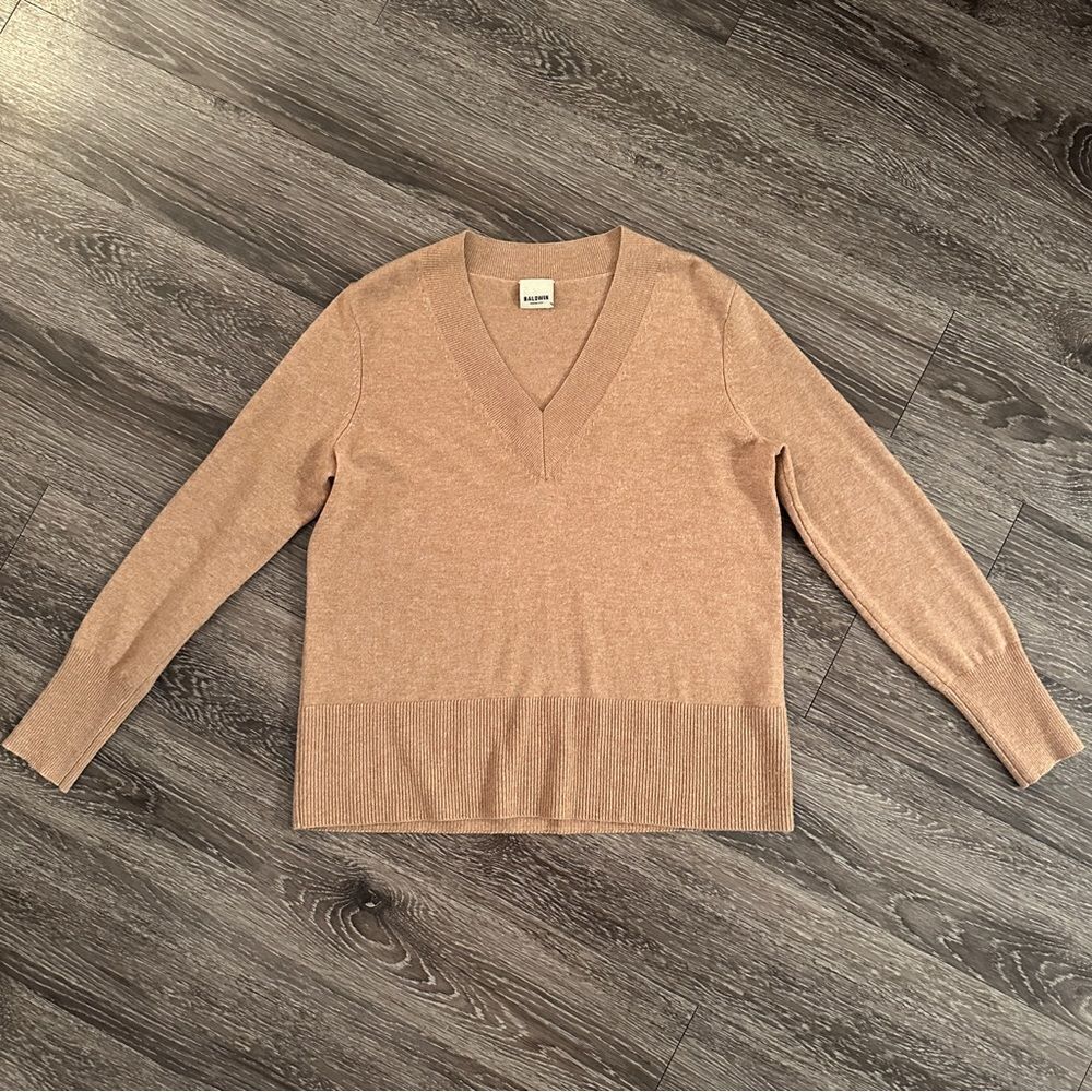 Baldwin Mercerized Wool and Cashmere V Neck Sweater